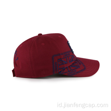 100% katun merah anggur kualitas topi baseball bordir logo